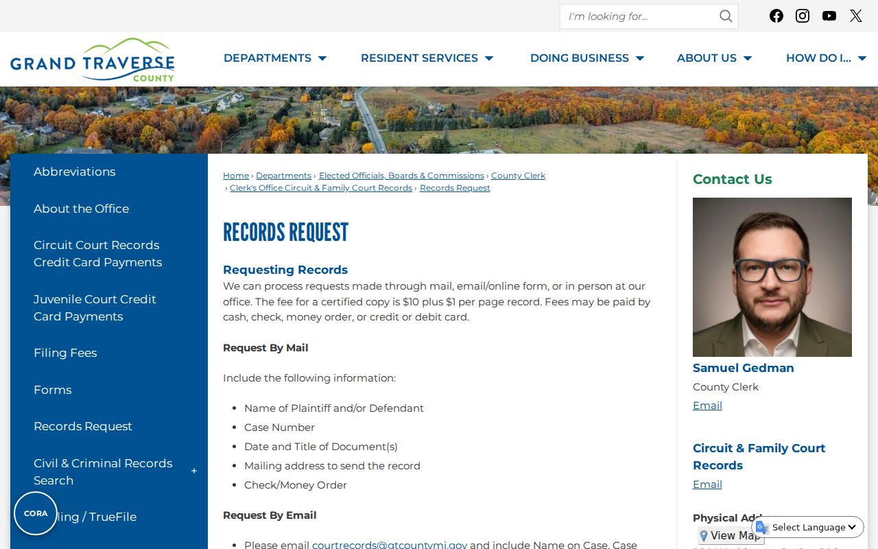 Grand Traverse case lookup records-request source with review and copy options