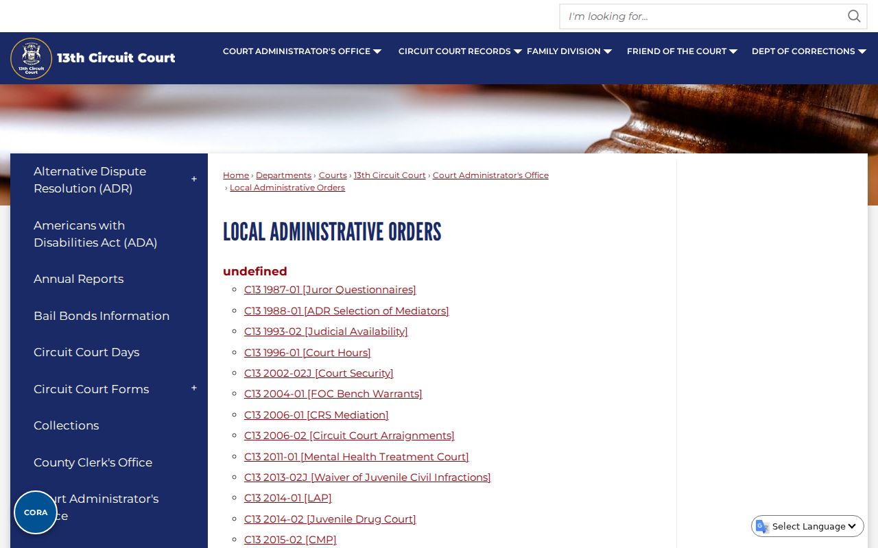 Grand Traverse court dates and local administrative orders page