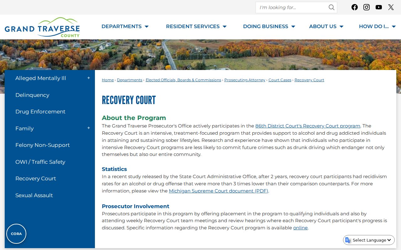 Grand Traverse criminal docket information for 86th District Recovery Court